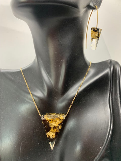 Eco-Resin Earrings w/24 Karat Gold Leaf inlaid