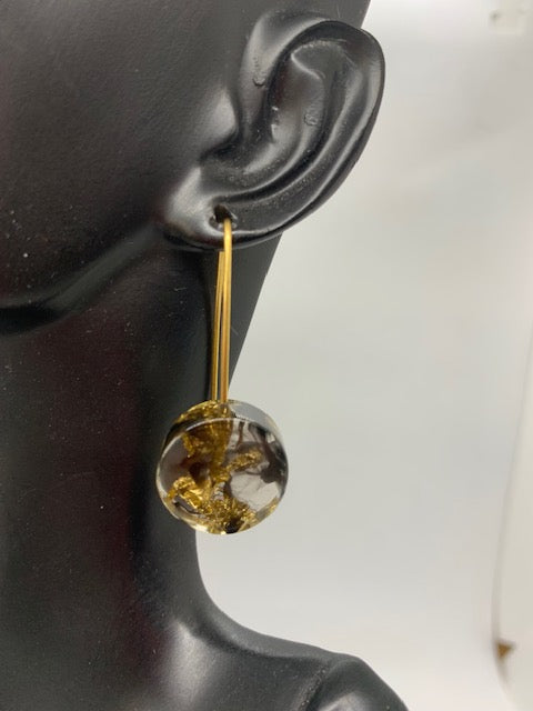 Eco-Resin Earrings w/24 Karat Gold Leaf inlaid