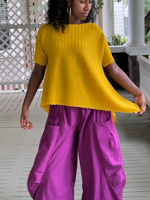 Vanite Couture Pleated Top (Yellow)