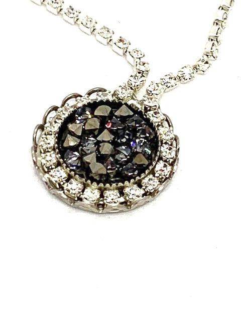 Round Swarovski Crystal Necklace (Marcasite)
