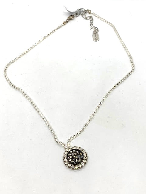 Round Swarovski Crystal Necklace (Marcasite)