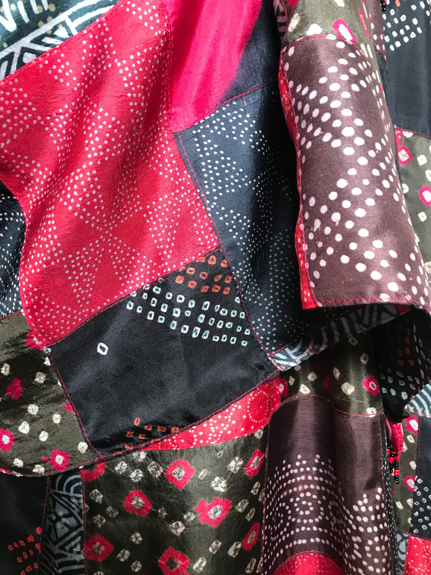 Silk Patchwork Shawl (crimson)