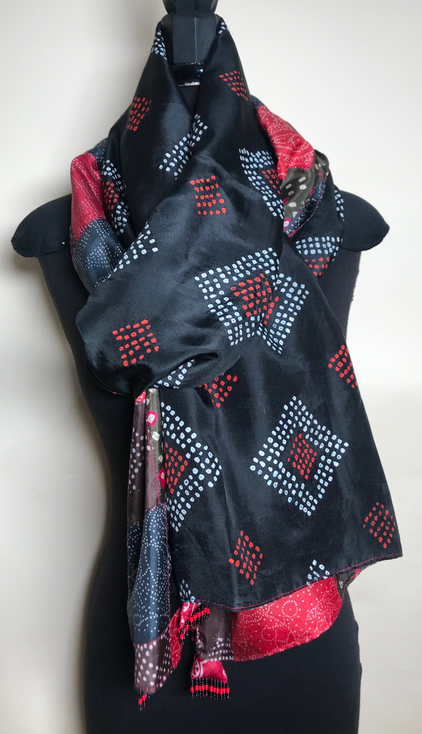 Silk Patchwork Shawl (crimson)