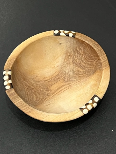 Round Batik Inlay Olive Wood Bowl