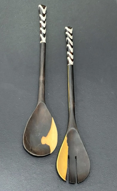 Ebony Wood Batik Salad Set