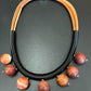 Tan Suede Short Necklace with Wire and Rose Glass Beads