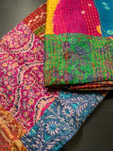 Kantha 100% Recycled Silk Throw/table cloth