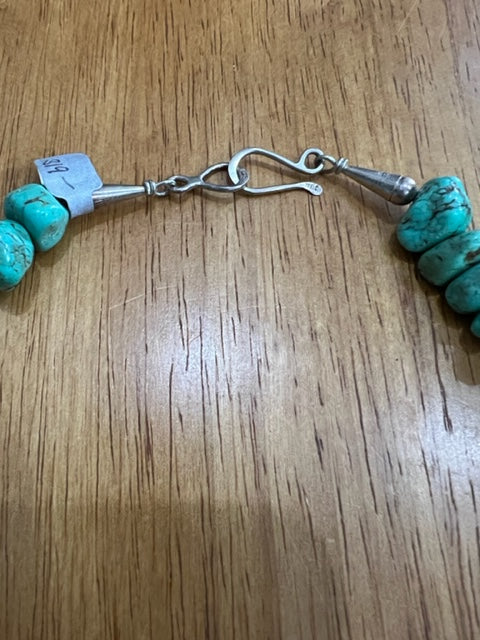Santo Domingo Mine Turquoise Necklace with Silver Beads