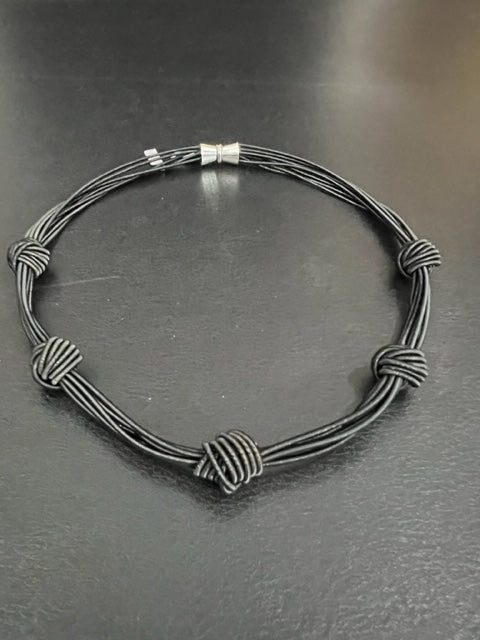 Black Piano Wire with Black Knots