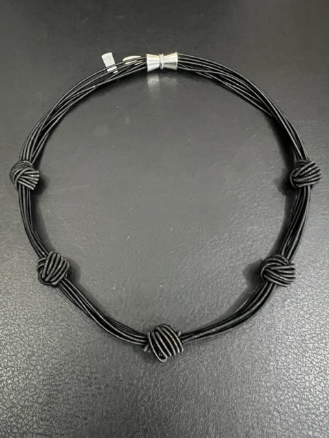 Black Piano Wire with Black Knots