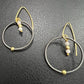 Dark Gray Piano Wire Hoops with Moonstone