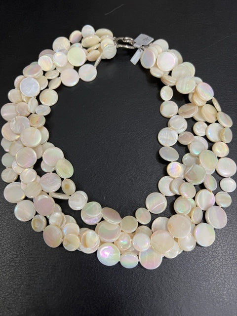 5-Strand Mother of Pearl Necklace (White)