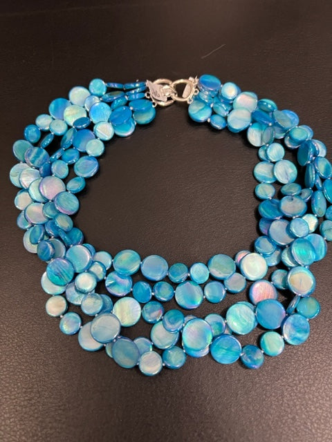 5-Strand Mother of Pearl Necklace (Turquoise)