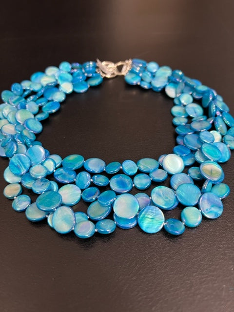 5-Strand Mother of Pearl Necklace (Turquoise)