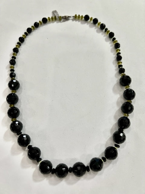 Black and Olive Green Crystal Necklace