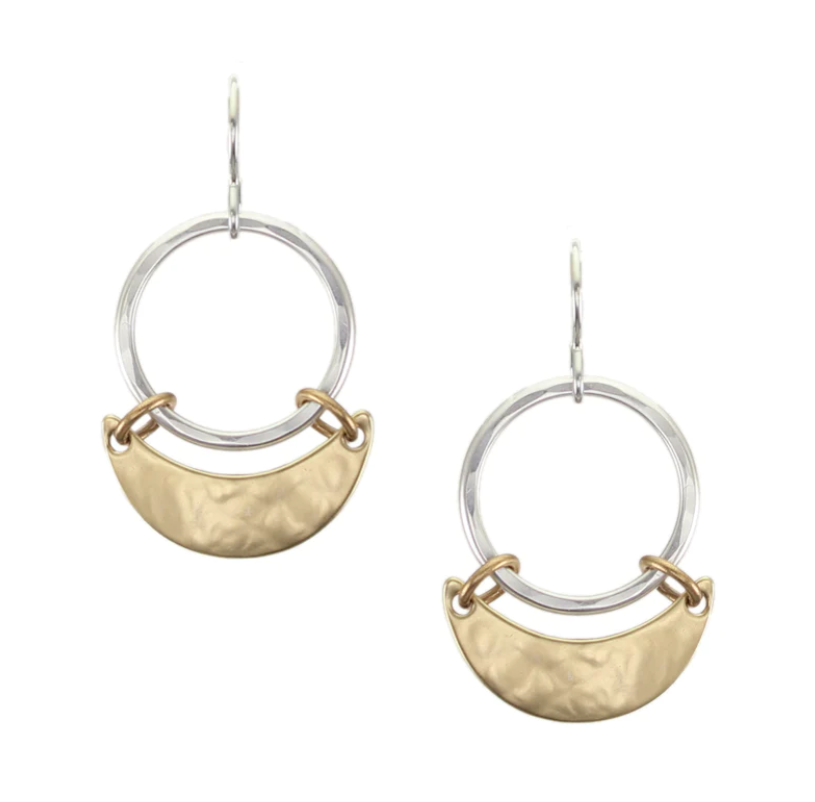 Small Ring with Hinged Crescent Wire Earrings