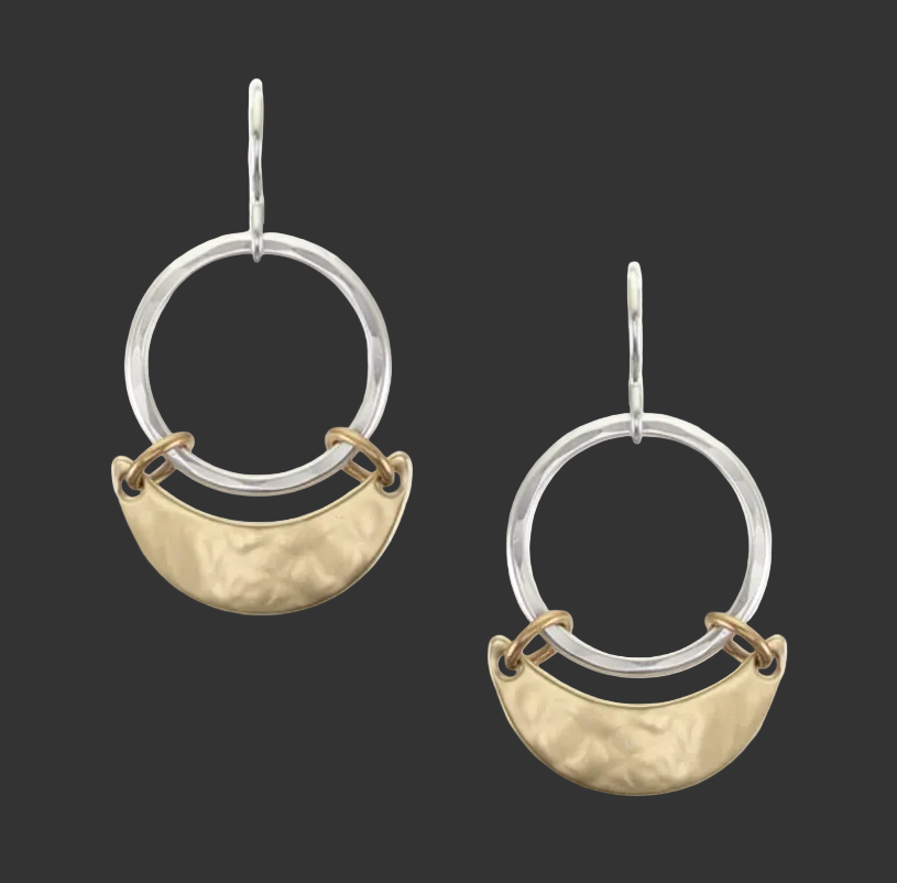 Small Ring with Hinged Crescent Silver & Brass