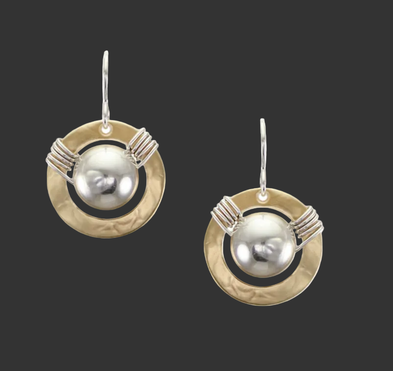 Wide Ring with Large Bead and Wire Wrapping Wire Earring