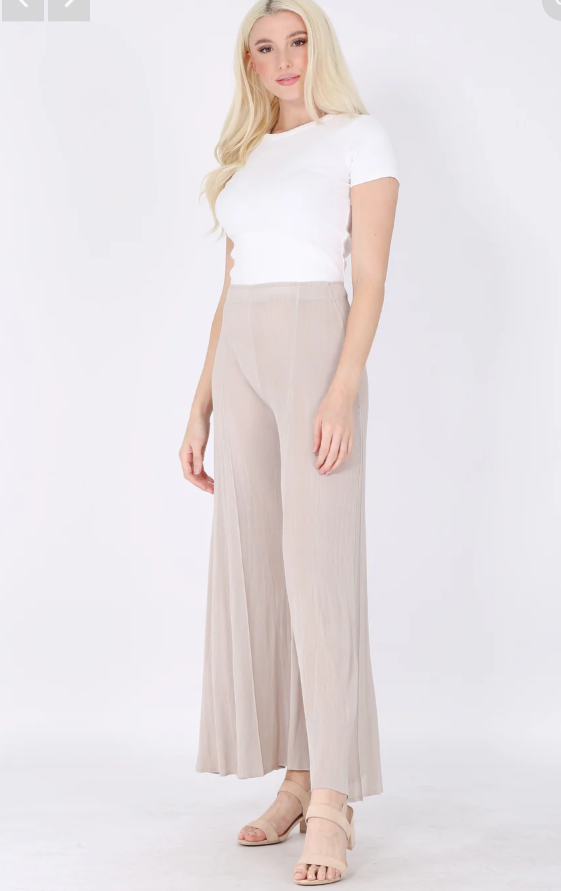 Vanite Couture Pleated Palazzo Pants (Black or Pearl Gray)