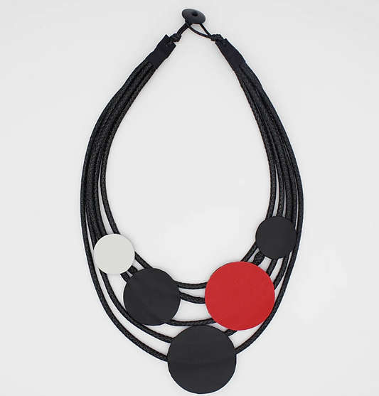 Red Lydtel Leather Multi-Strand Necklace