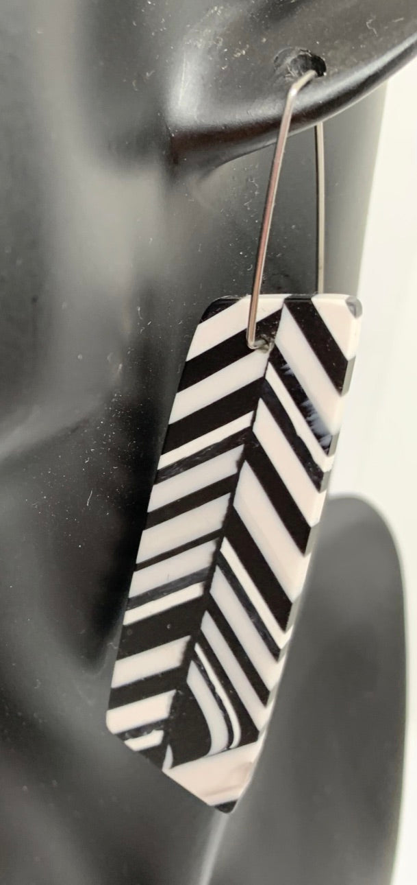Black and White Rectangle Earrings