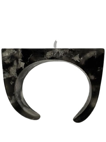 Eco-resin Cuff /Black & clear marbled with silver foil