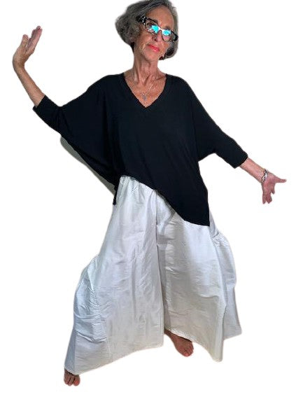 Planet 100% Silk White Shantung Big Pocket Pants
