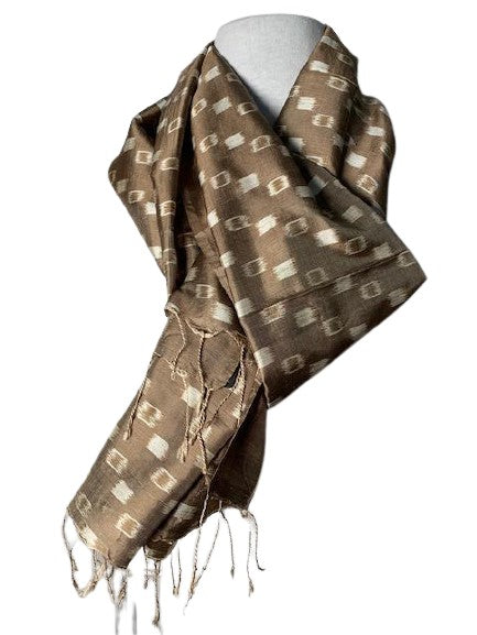 Hand loomed silk ikat scarf - Ikat Square
