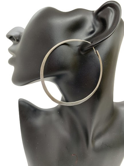 XL Sterling Silver Hand-Hammered Hoops from Mali