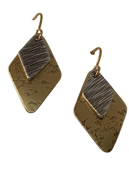 Brass and silver hanging diamonds