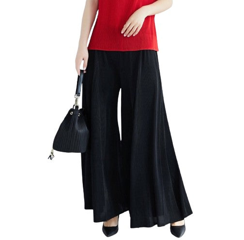 Vanite Couture Pleated Palazzo Pants (Black or Pearl Gray)