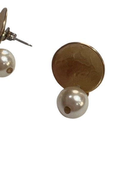 Disc with Hanging Pearl Post Earring