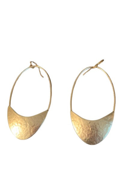 Large Fin Hoop Wire Earrings - Brass