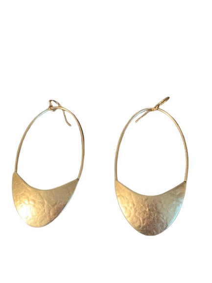 Large Fin Hoop Wire Earrings - Brass