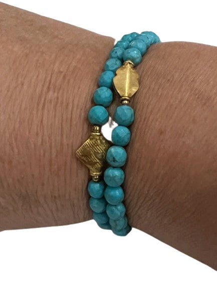 Turquoise Faceted Stackable Bracelet