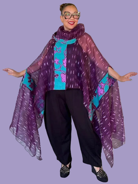 Dth 100% Silk Elegant Poncho Top (Wine)