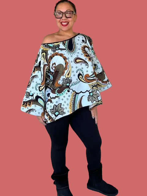 Dth 100% Cotton Baby Wale Corduroy Boxy Top in Paisley