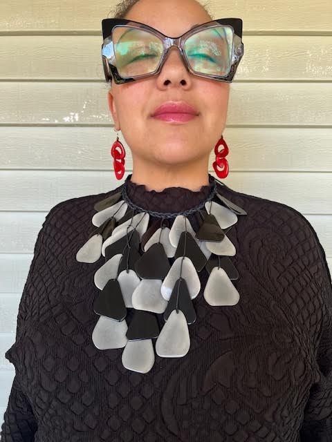 Geometric Black and Grey Tagua Necklace