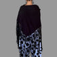 Black Silk and Cashmere Poncho with hand made macrame border