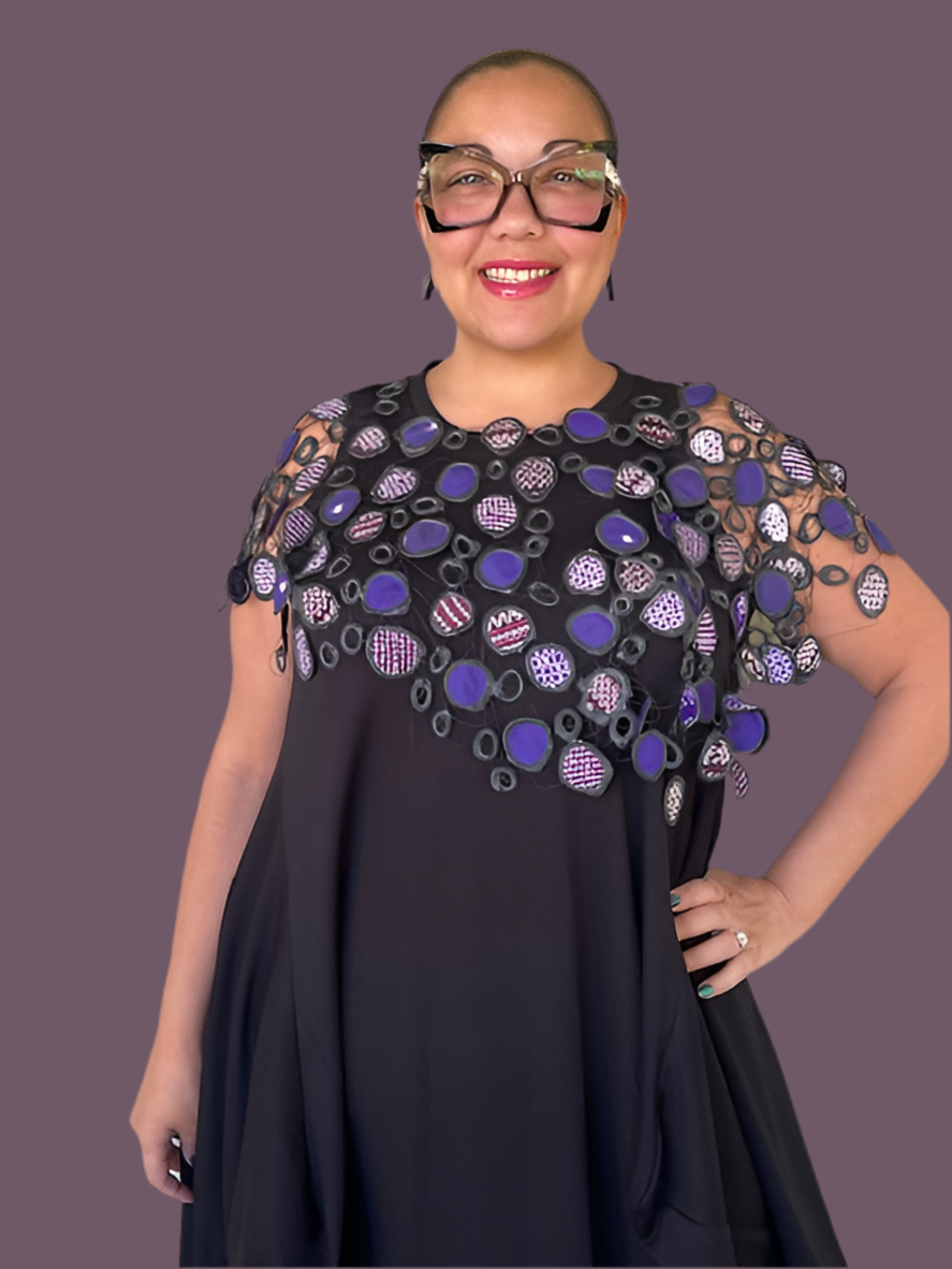 Upcycled Rubber and Antique Kimono Silk Shrug - Purple