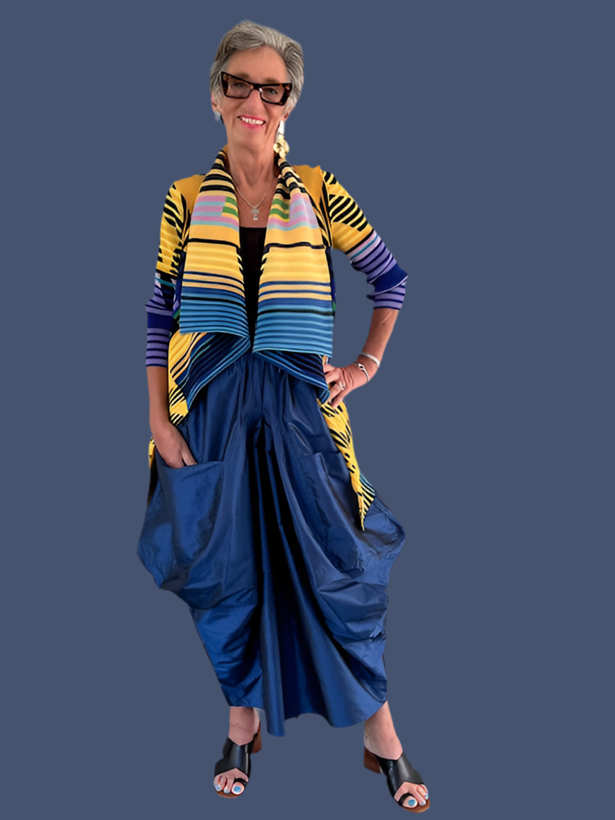 DTH Diva Pants in 100% Silk Taffeta(Blue)