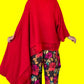 Dth Red Knit Cowl Neck Poncho