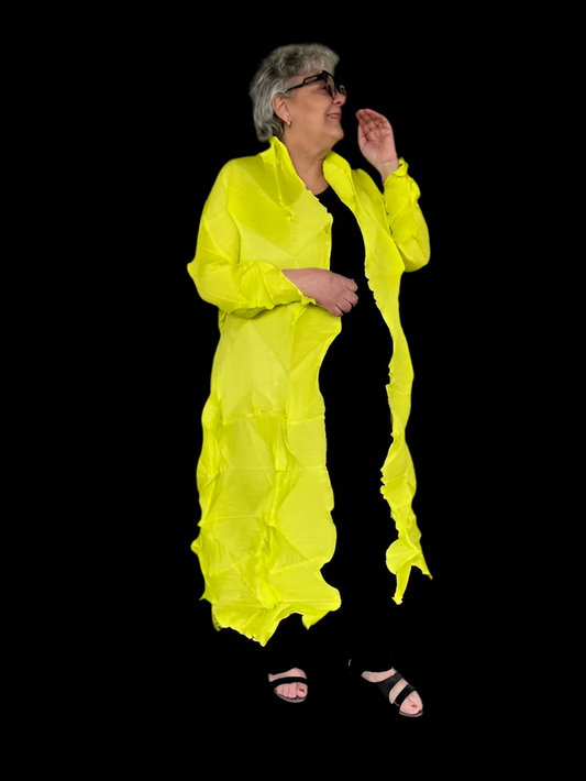 Vanite Couture Long Pleated Duster (Neon Yellow)