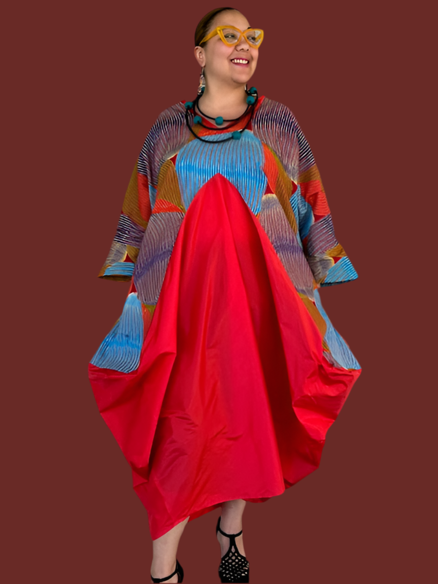 DTH Pyramid Dress -Cotton Ankara and Silk Taffeta
