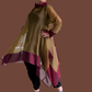DTH 100% Silk Organza Long Tie-Back Top - Bronze/Maroon