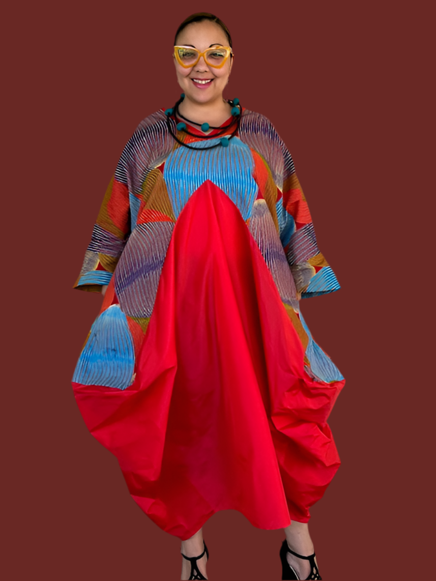 DTH Pyramid Dress -Cotton Ankara and Silk Taffeta
