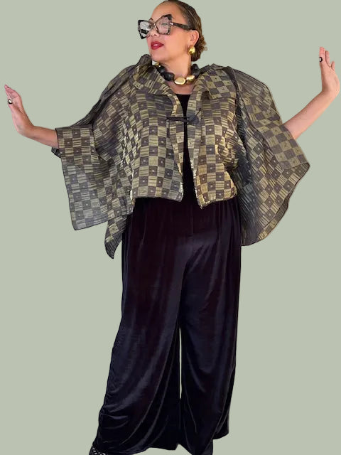 Dth 100% Silk Squares Jacket in Metallic