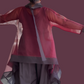 DTH 100% Silk Organza Short Waterfall Top - Maroon & Black