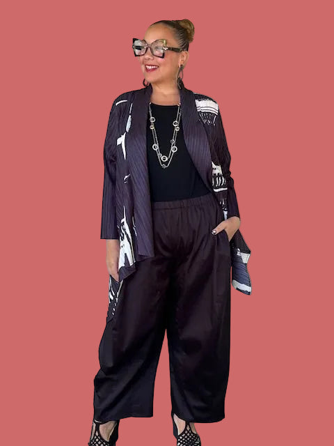 Dth Seamed Pant on 100% Black Polished Stretch Cotton