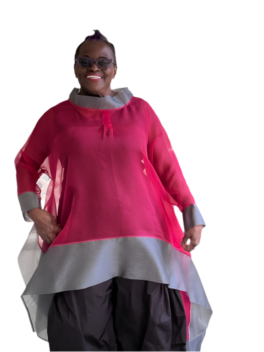 DTH 100% Silk Organza Asymmetrical Top